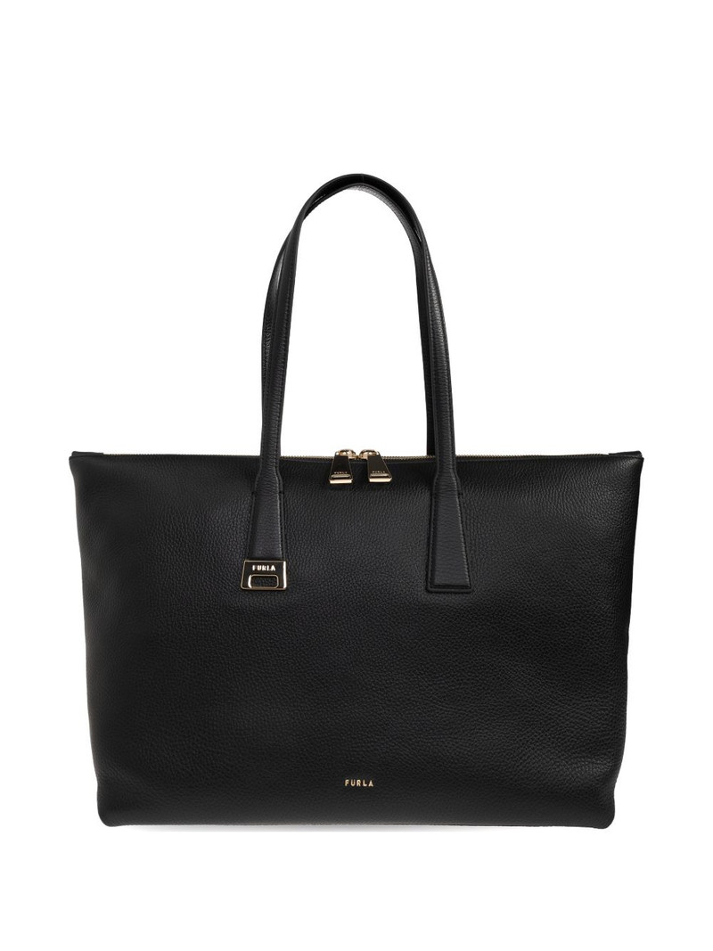 zip leather tote bag 1