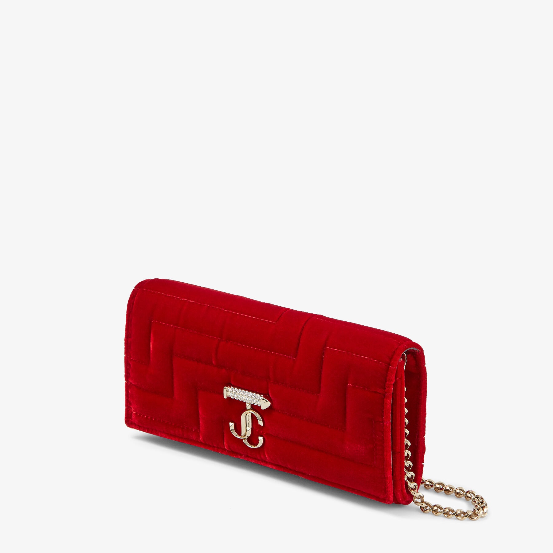 Varenne Wallet/chain
Red Quilted Velvet Wallet with Crystal Bar - 3