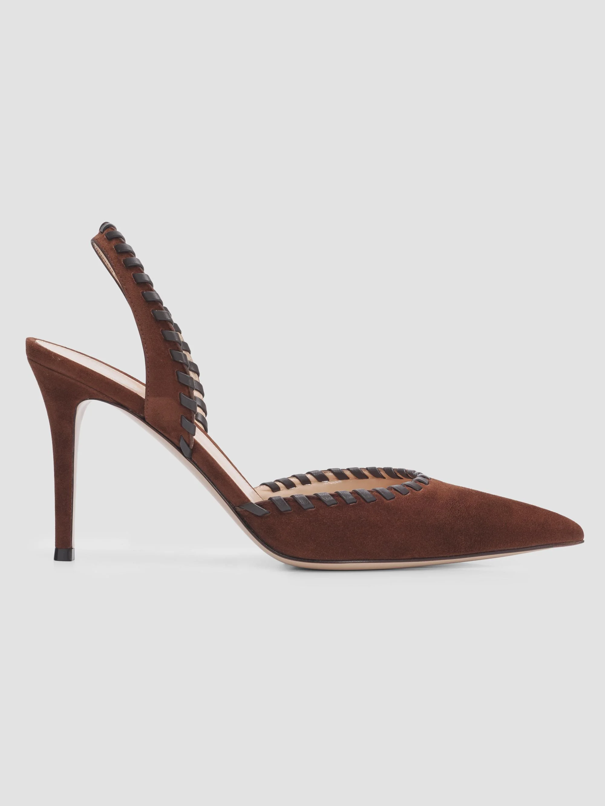 Women's 85MM Suede Slingback Pumps - Brown Moka - 1
