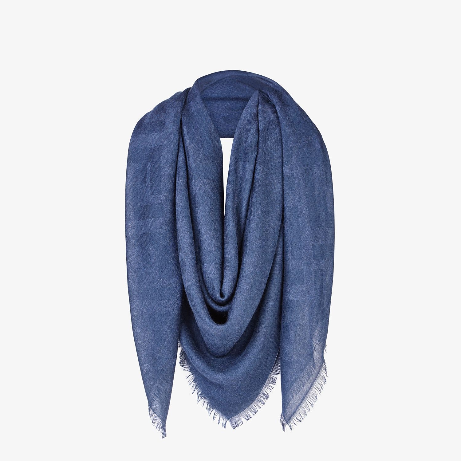 Blue cashmere and viscose shawl - 2