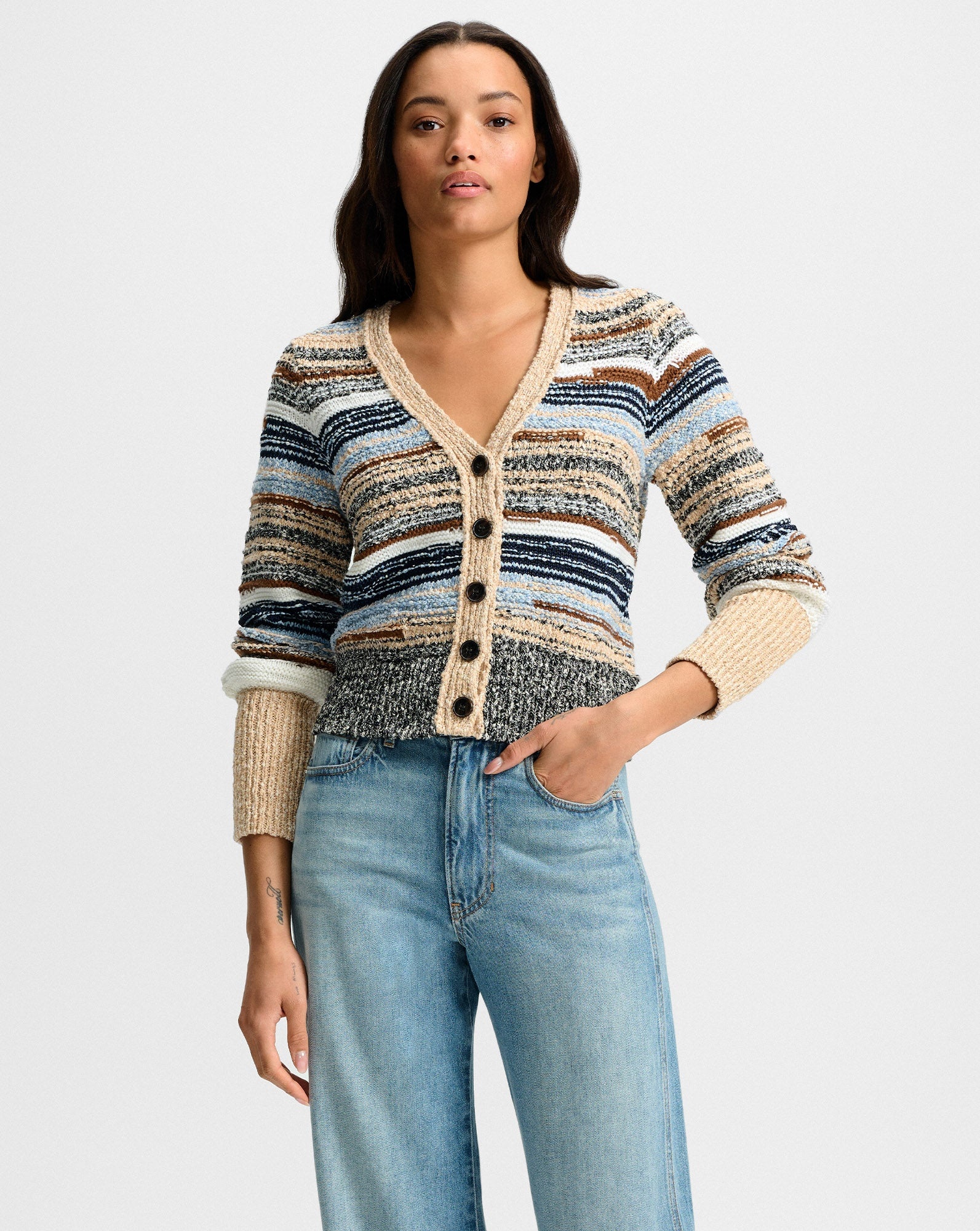 CECILY STRIPED CARDIGAN - 1