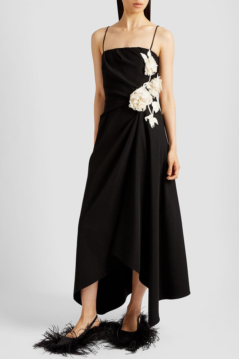 Asymmetric Draped Midi Dress - 2