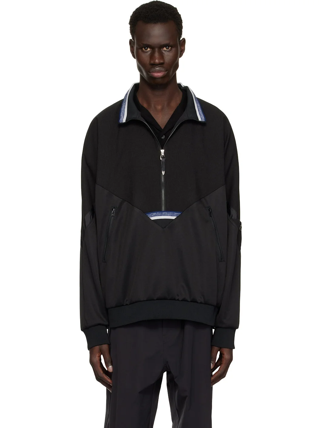 Black Half-Zip Track Jacket - 1