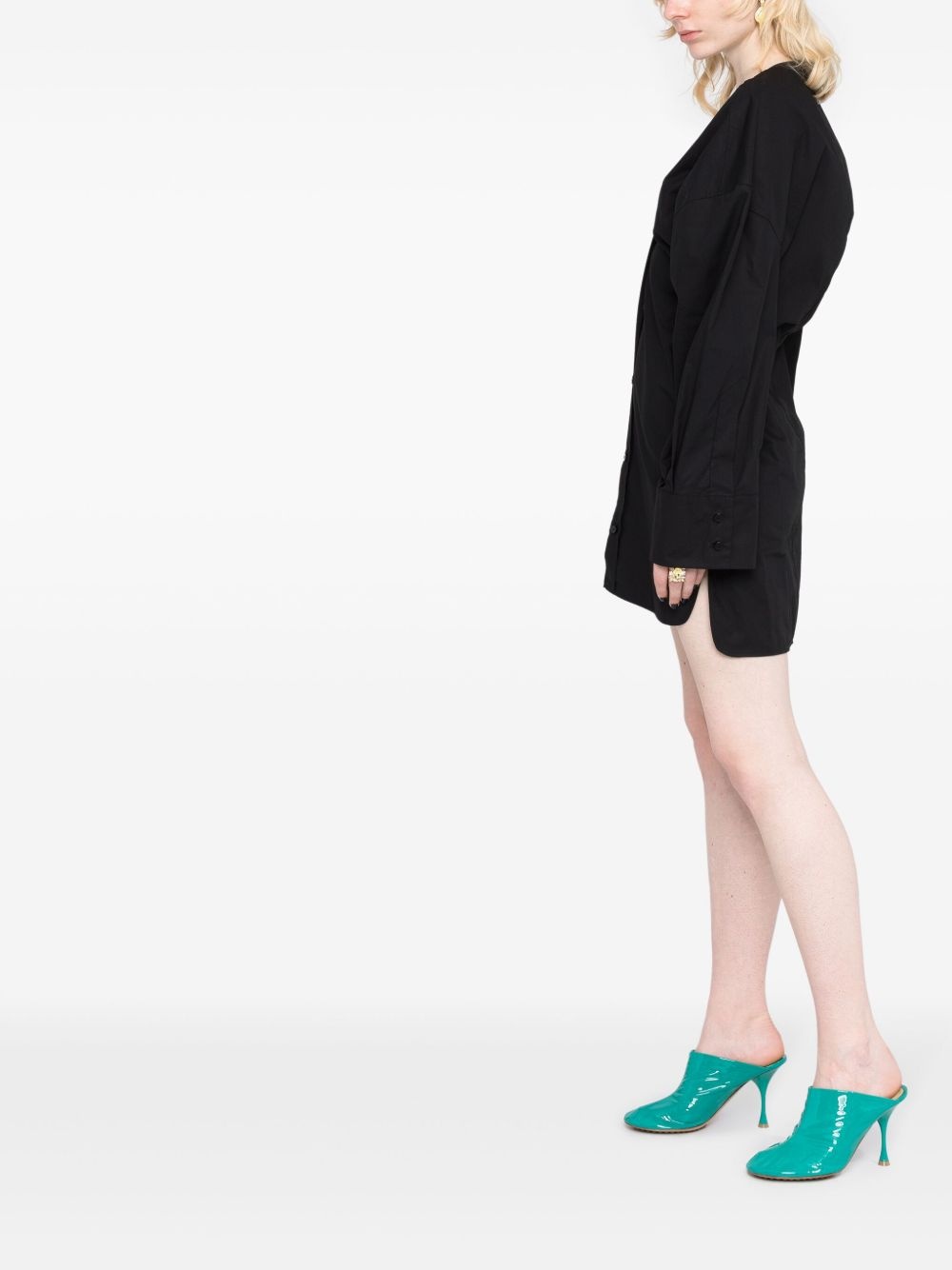 ruched-detail V-neck dress - 4
