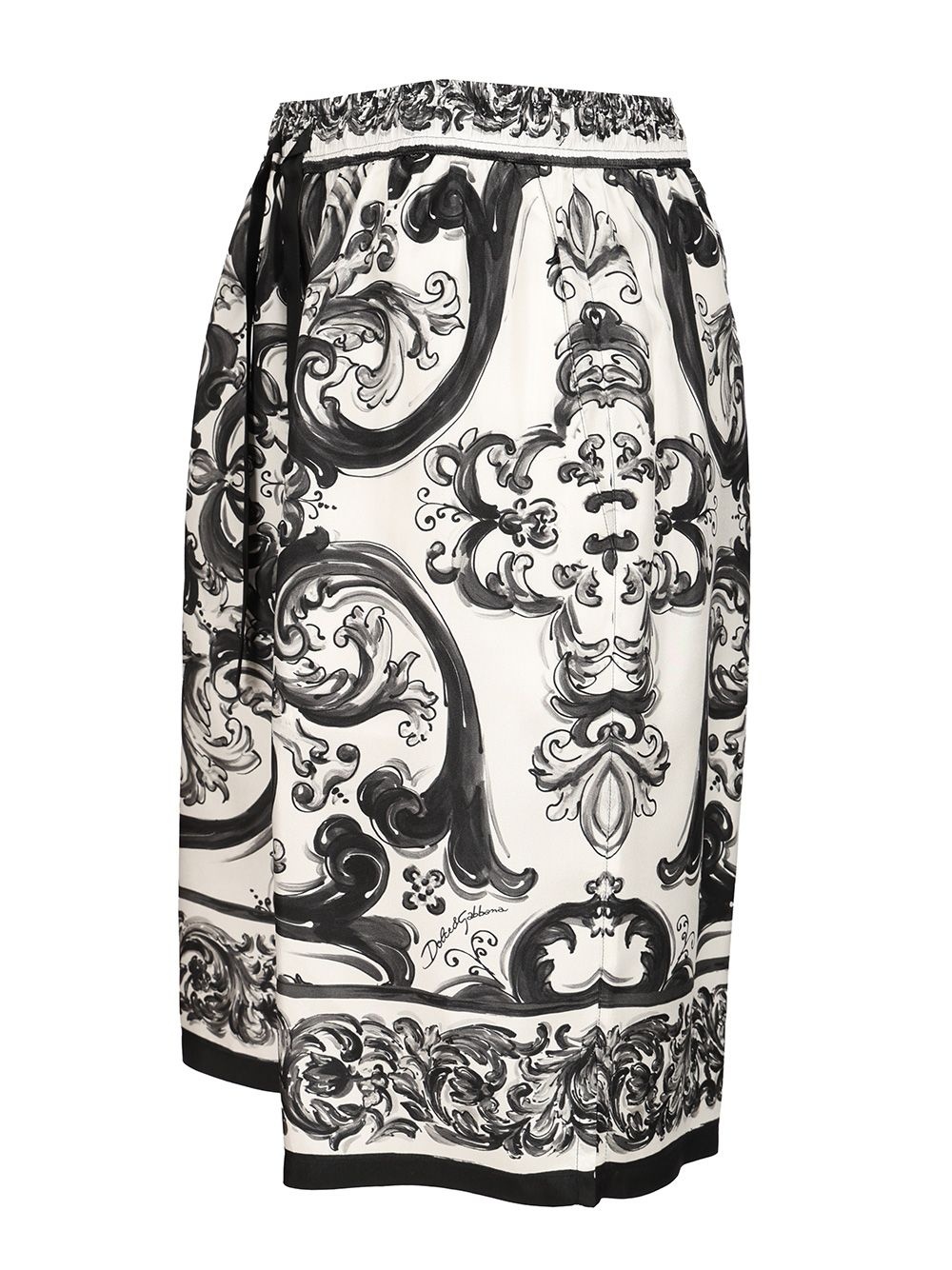 Bermuda Shorts In Silk With Majolica Print Trousers Black - 3