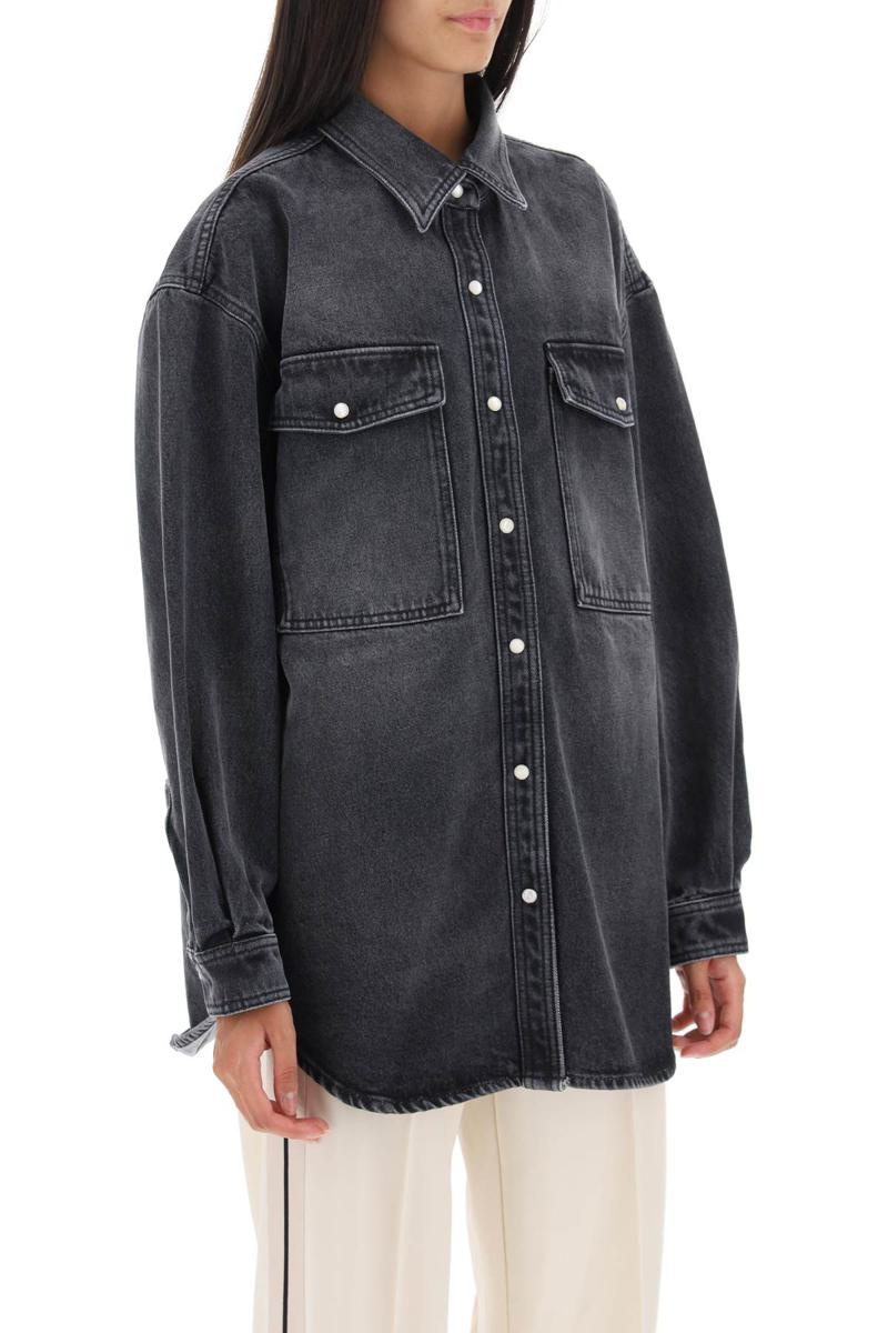 PALM ANGELS OVERSIZED SNAP-UP DENIM SHIRT - 2