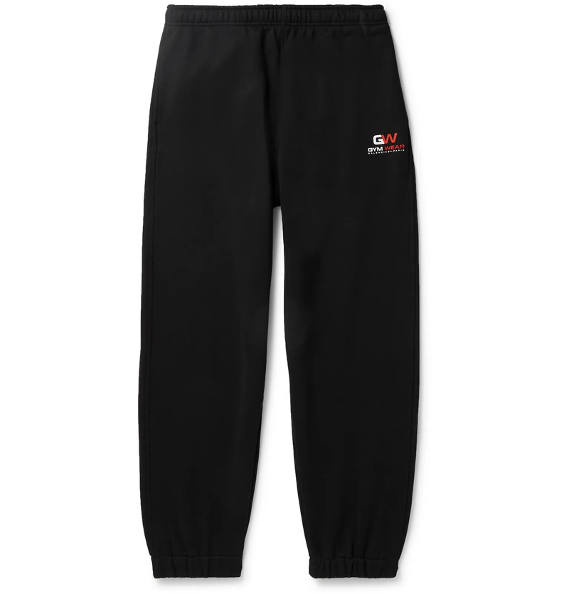 Wide-Leg Logo-Print Loopback Cotton-Jersey Sweatpants - 1