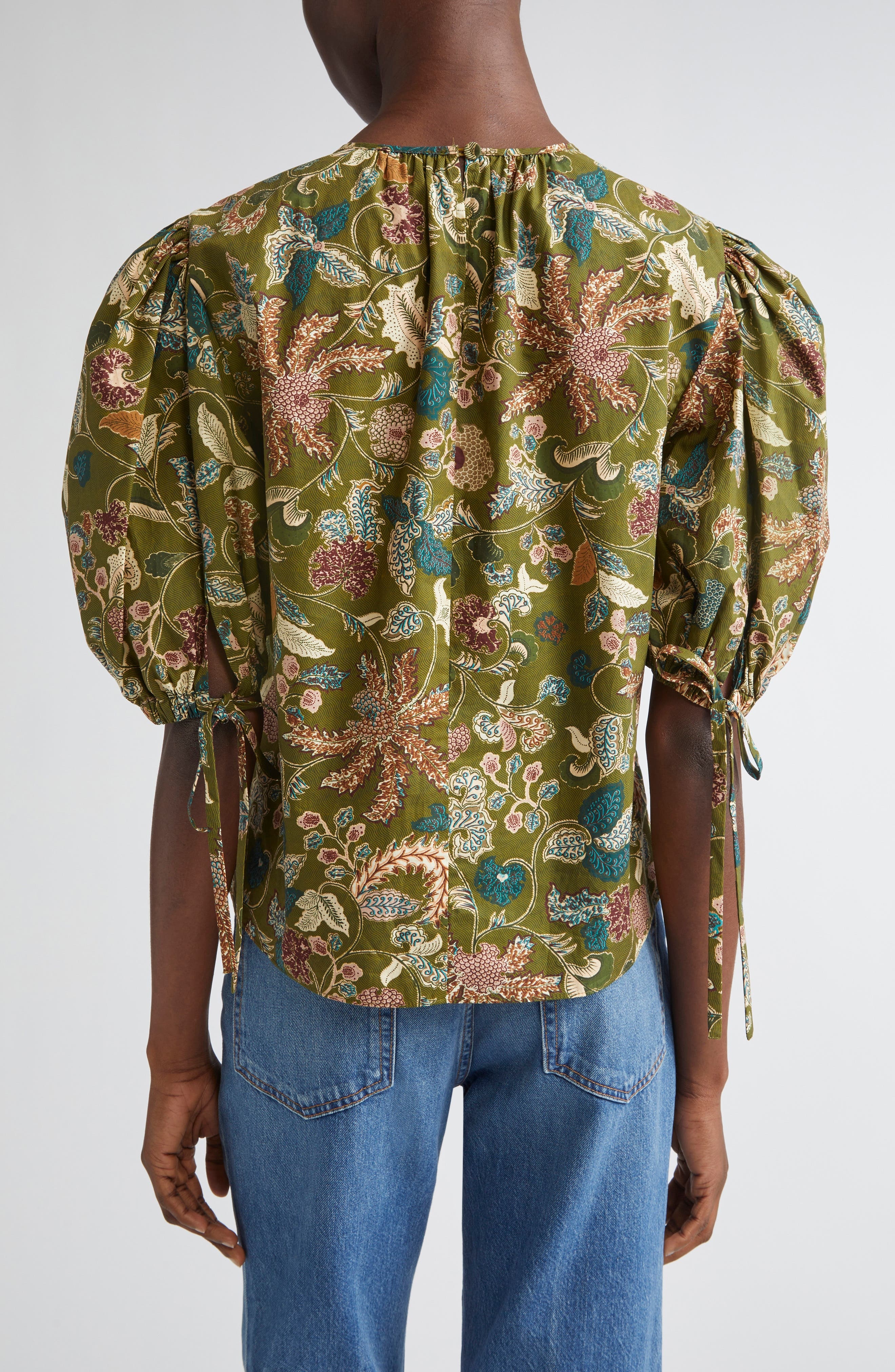 Ulla Johnson Coralie Embroidered Puff Sleeve Top in Lichen at Nordstrom - 2