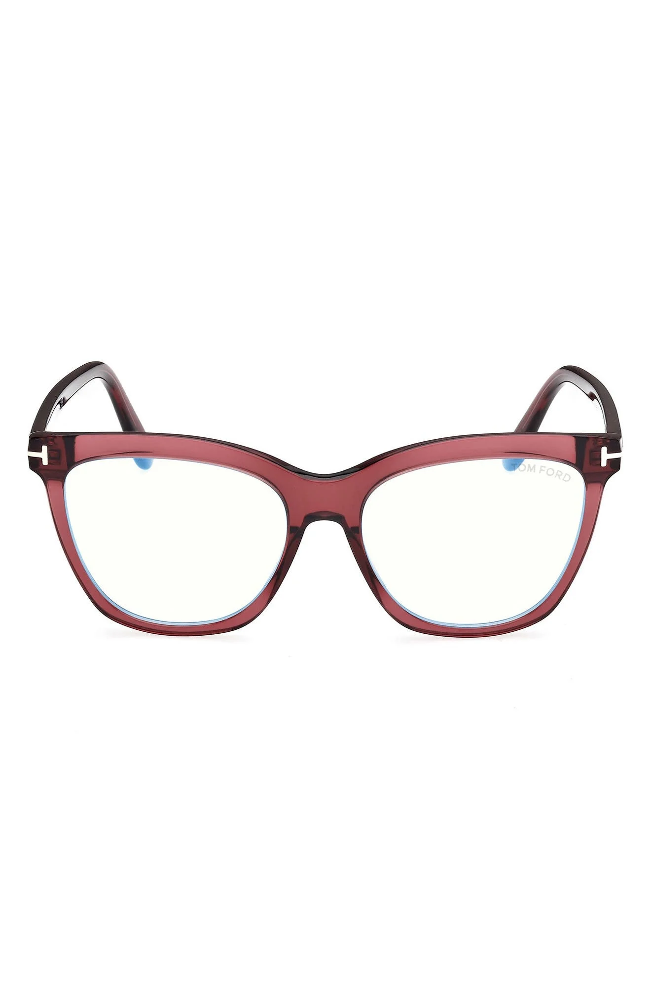 TOM FORD 54mm Butterfly Blue Light Blocking Optical Glasses in Transparent Wine /Blue Block at Nords - 1
