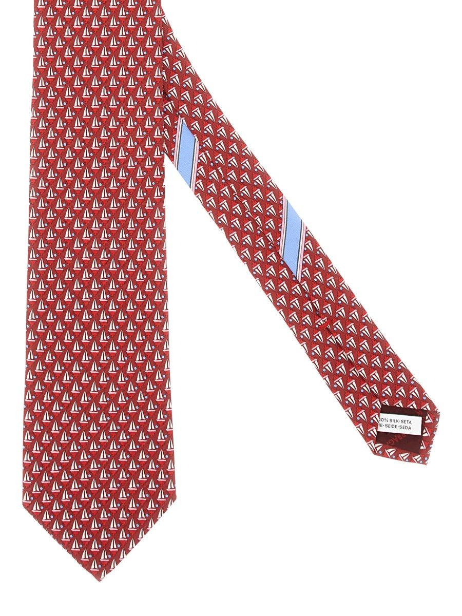 Ferragamo Men Sailboat Print Tie - 2