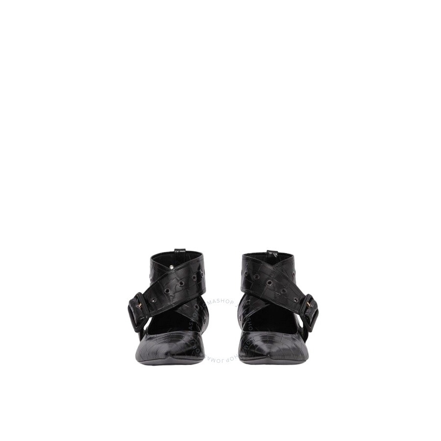 Burberry Kitten-Heel Point-Toe Embossed Leather Pumps - 3