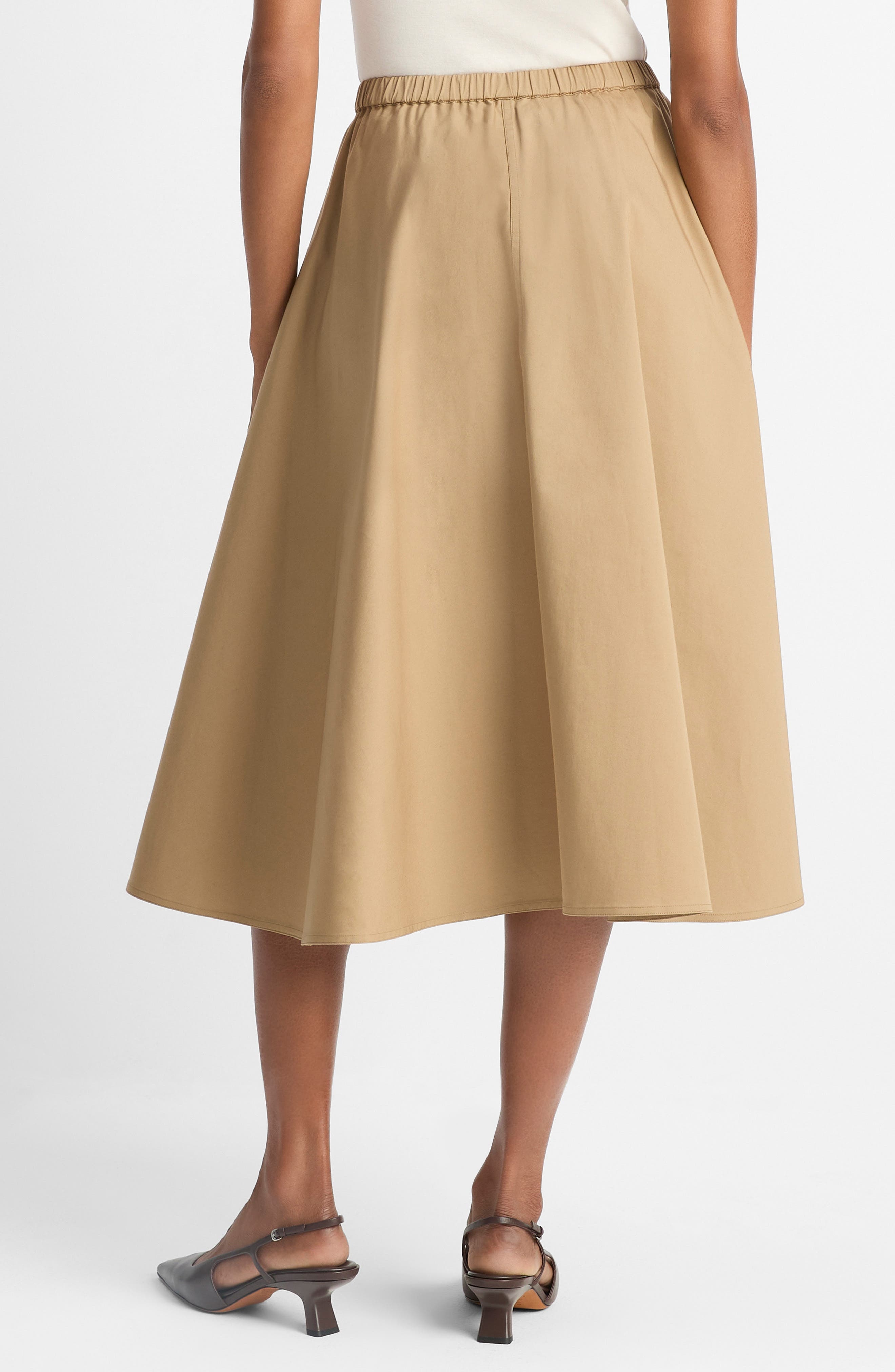 Vince Stretch Cotton Midi Skirt in Dark Barley at Nordstrom - 2