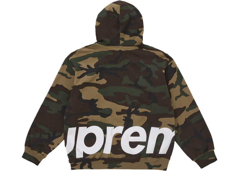 Supreme Supreme Big Logo Zip Up Hooded Sweatshirt Woodland Camo outlook