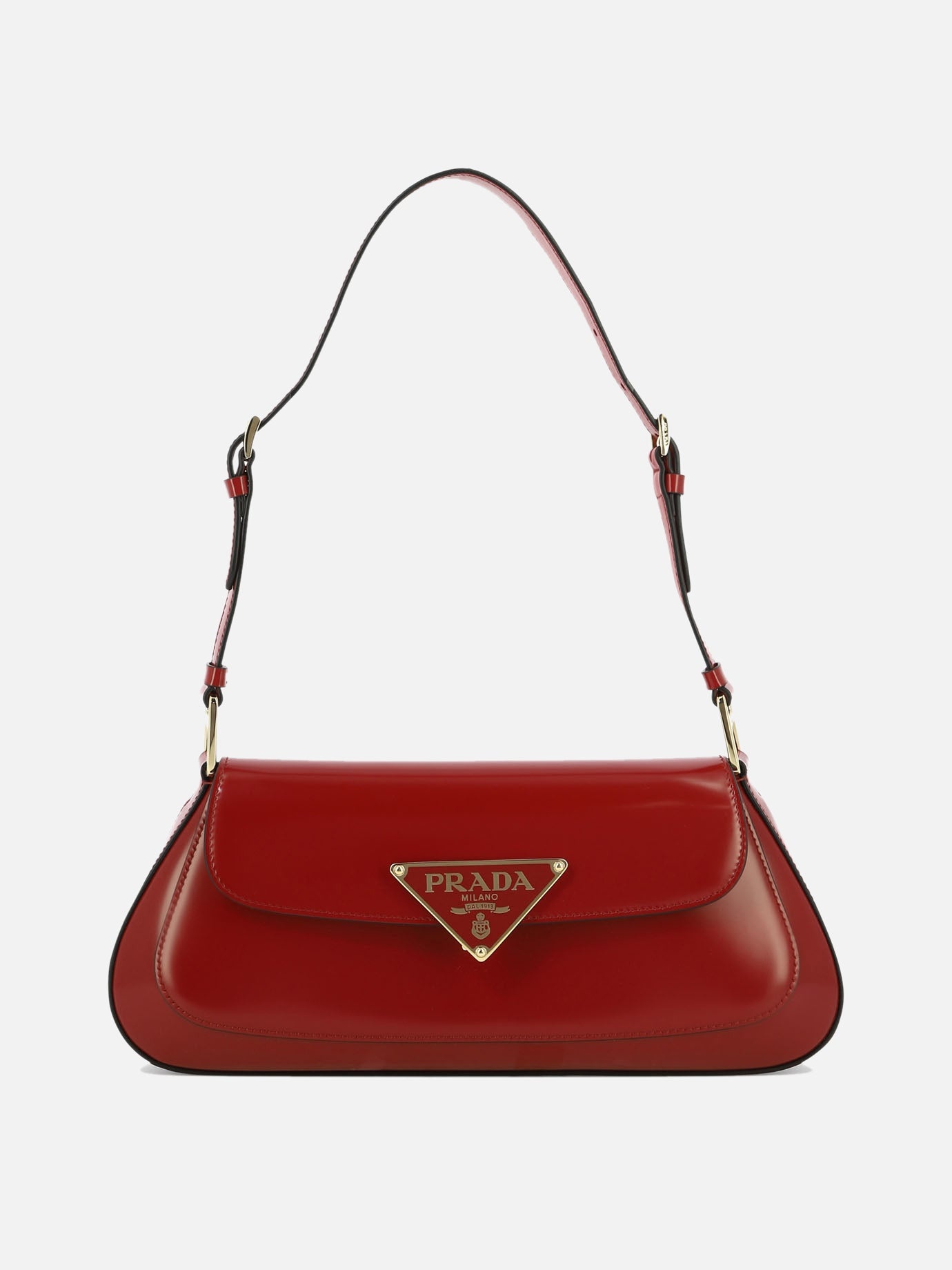 Prada Red brushed leather shoulder bag