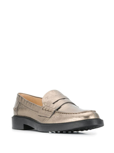 Tod's metallic almond-toe loafers outlook