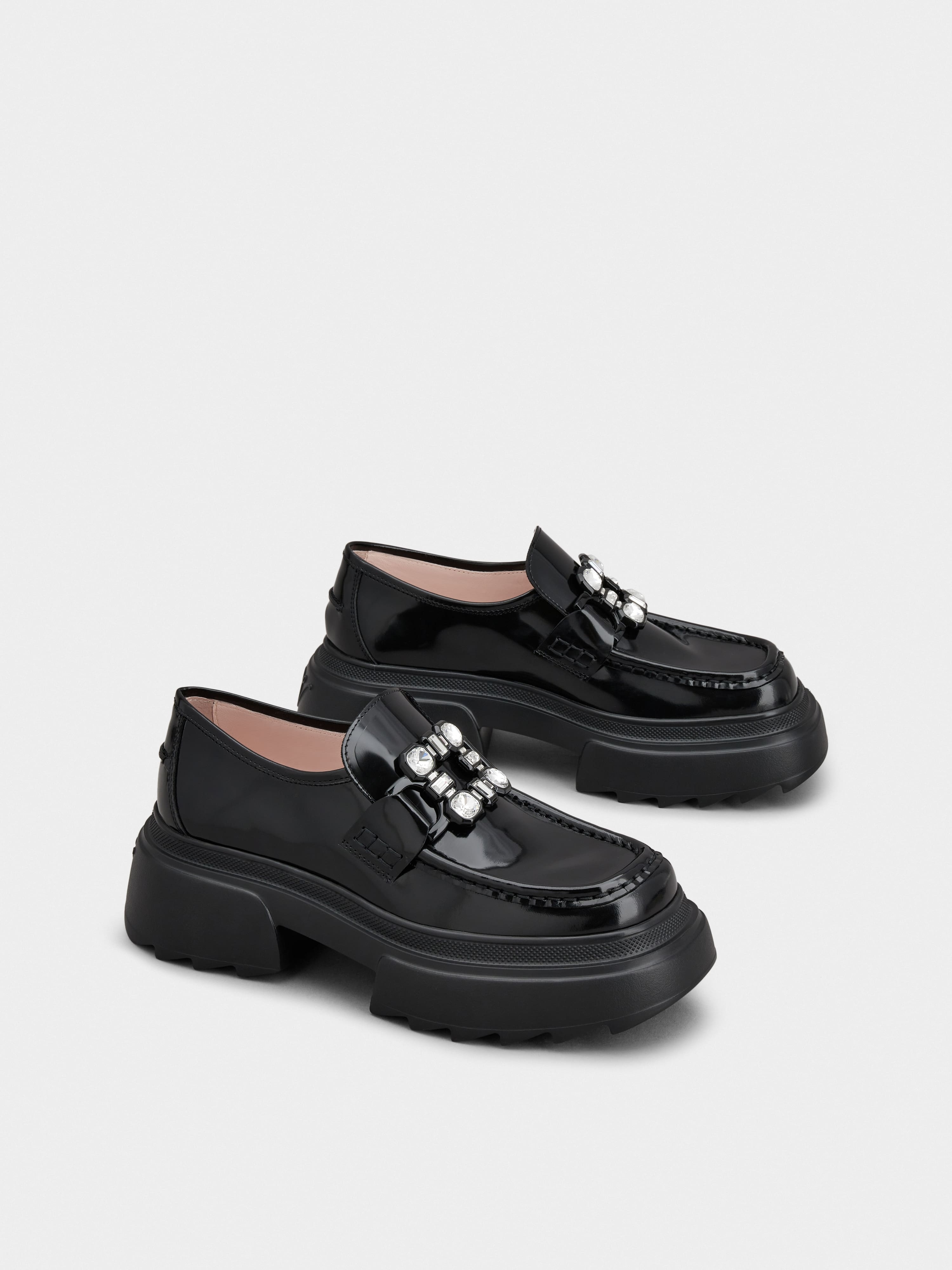 Wallaviv Strass Buckle Loafers in Leather - 2