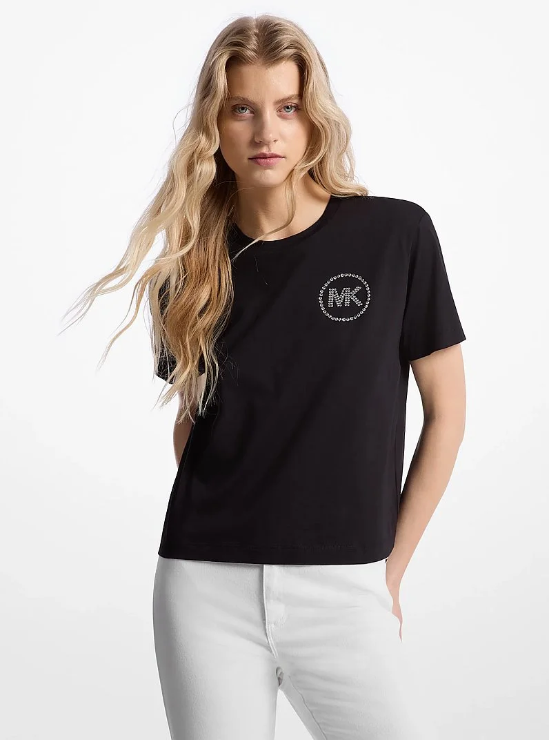 Embellished Logo Organic Cotton T-Shirt - 1