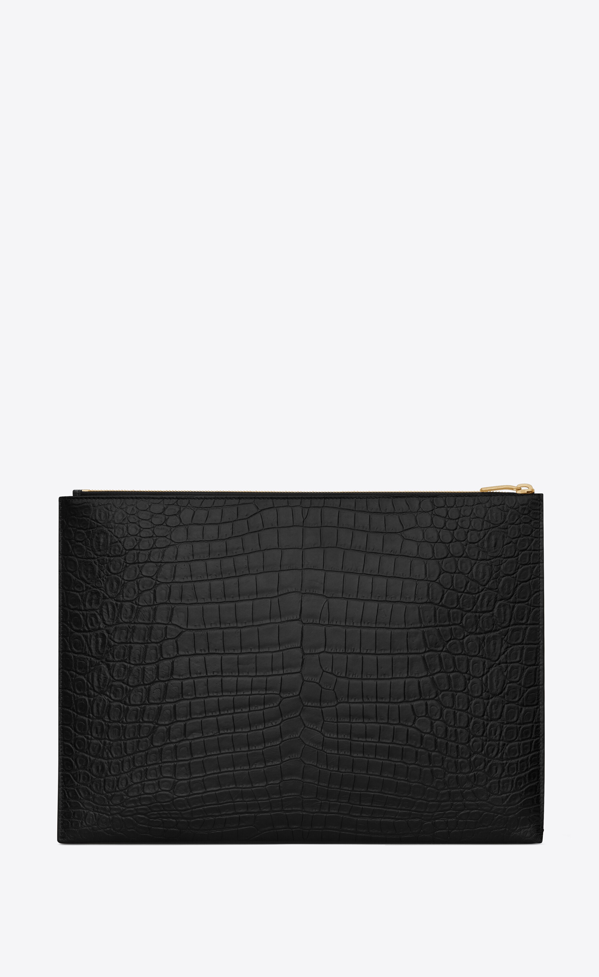 tiny monogram document holder in crocodile-embossed matte leather - 4