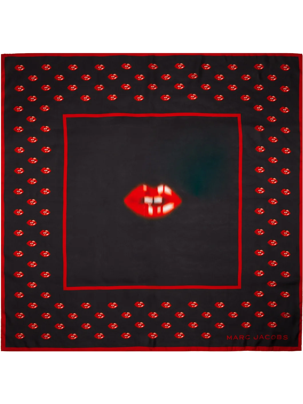 Black Blurred Lips Square Scarf - 1