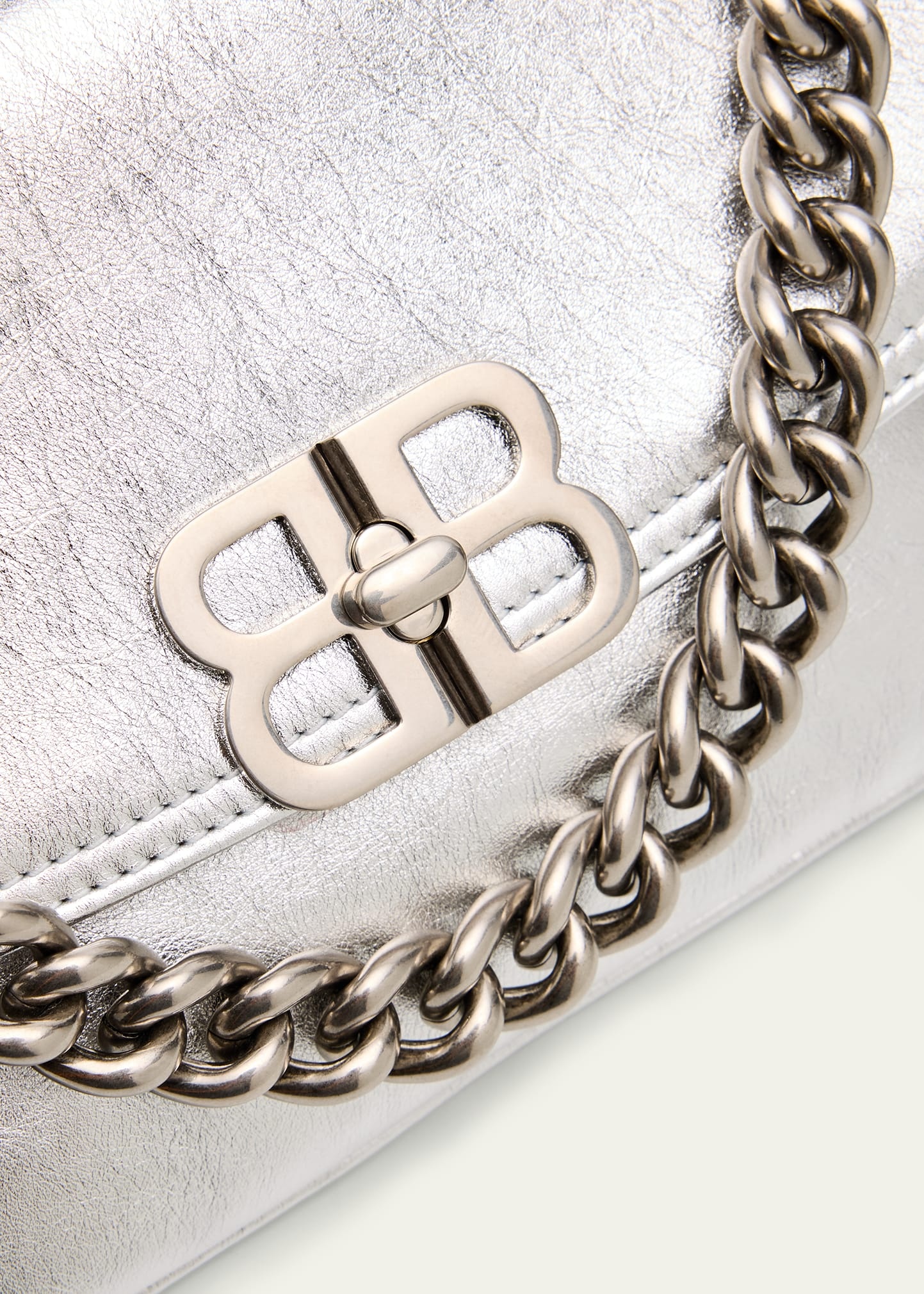BB Soft Metallic Leather Wallet on Chain - 5
