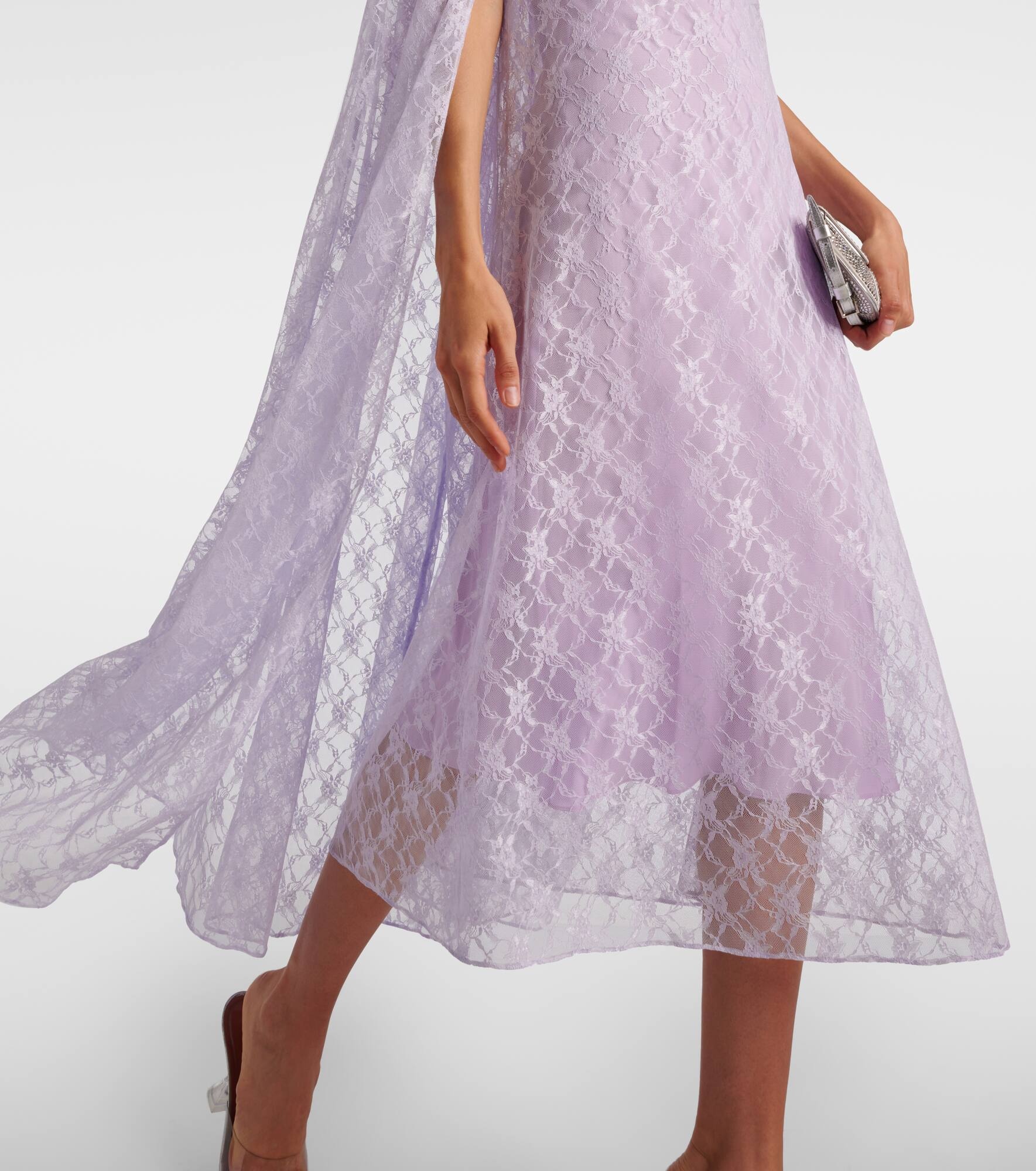 Caped floral lace midi dress - 6