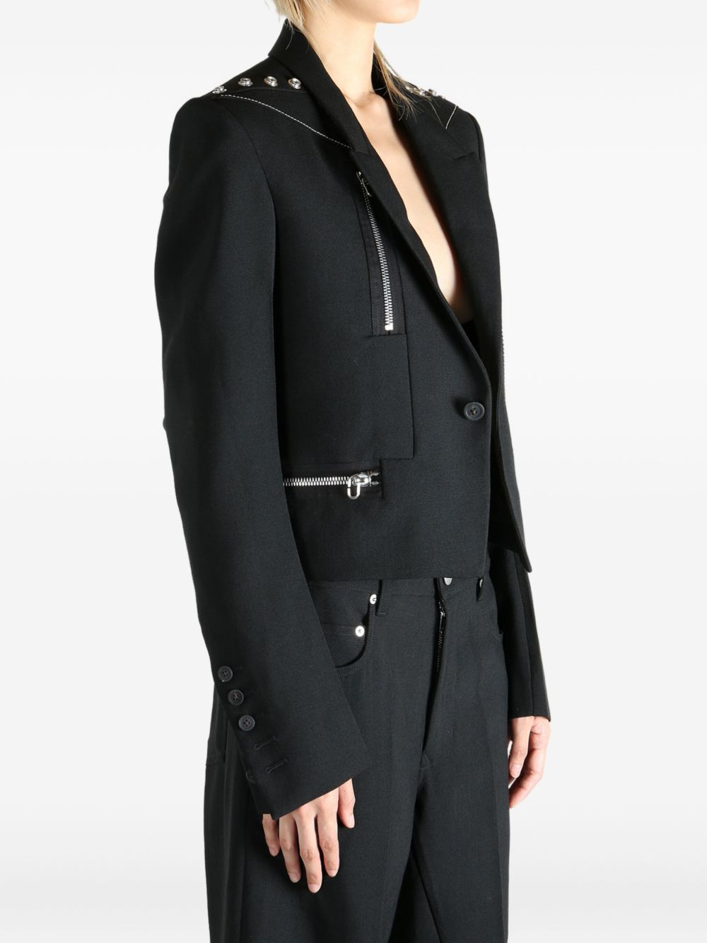zip-detail studded jacket - 4