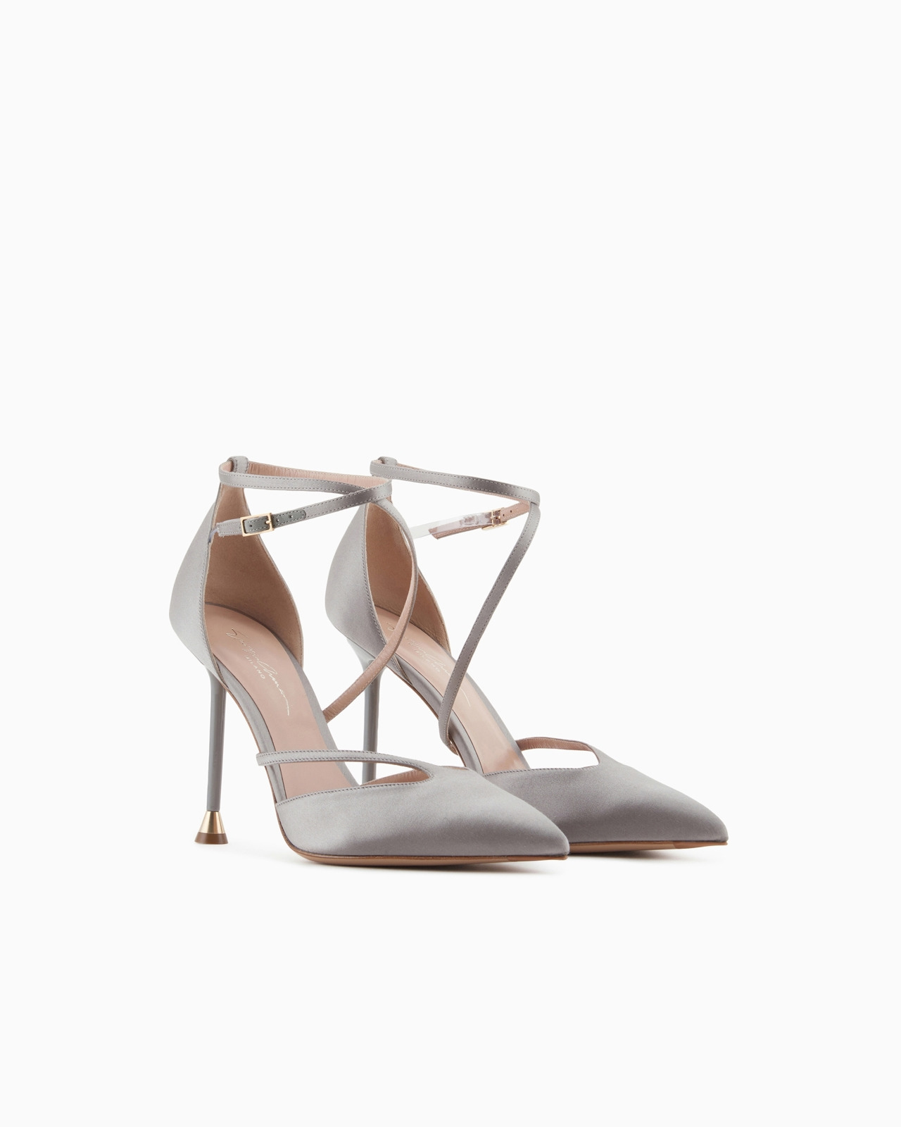Satin court shoes with strap - 2