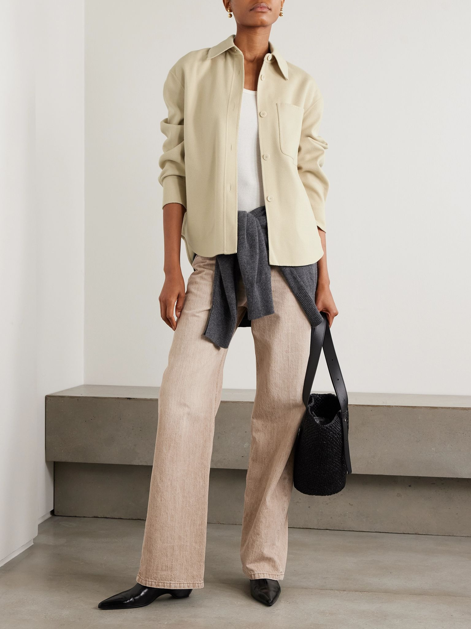 Jelia wool and silk-blend felt shirt Beige - 2