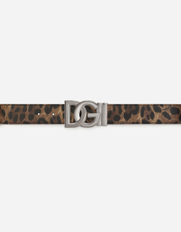 Reversible leopard-print calfskin belt - 4