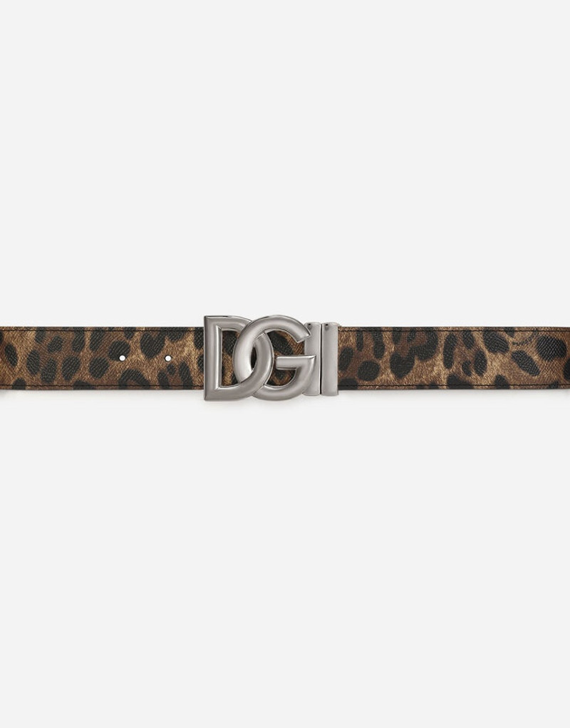 Reversible leopard-print calfskin belt 3