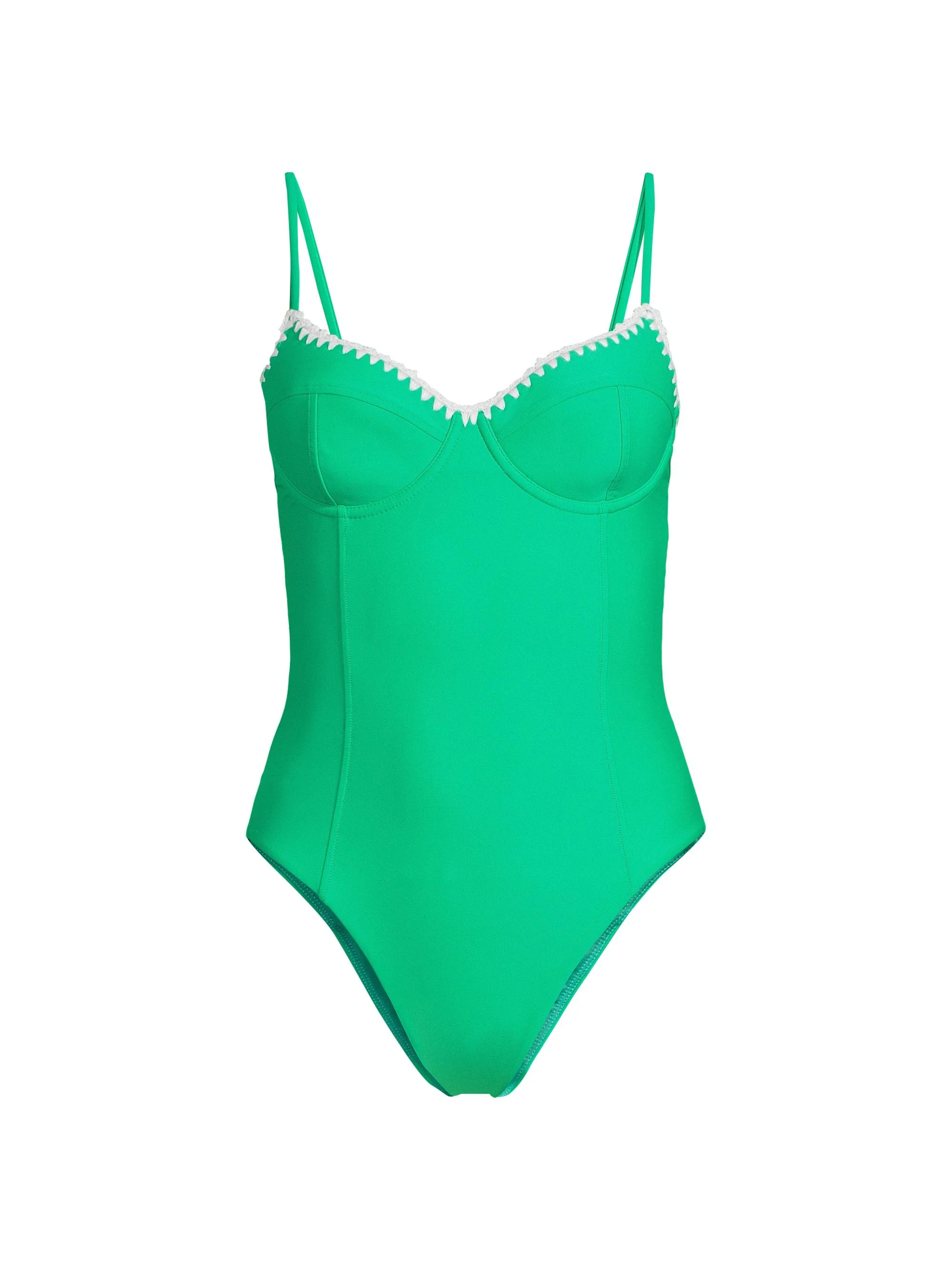 Women's Addisyn Whipstitch One-Piece Swimsuit - Palm Green White Crochet - 1