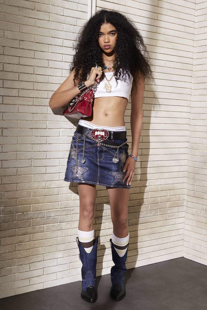 MEDIUM DIAMOND SUPER STAR WASH DENIM SKIRT - 4