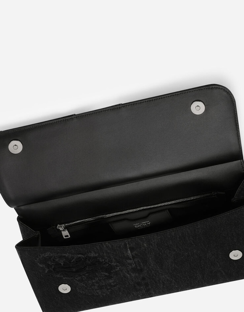 Sicily bag in calfskin and patchwork denim 5