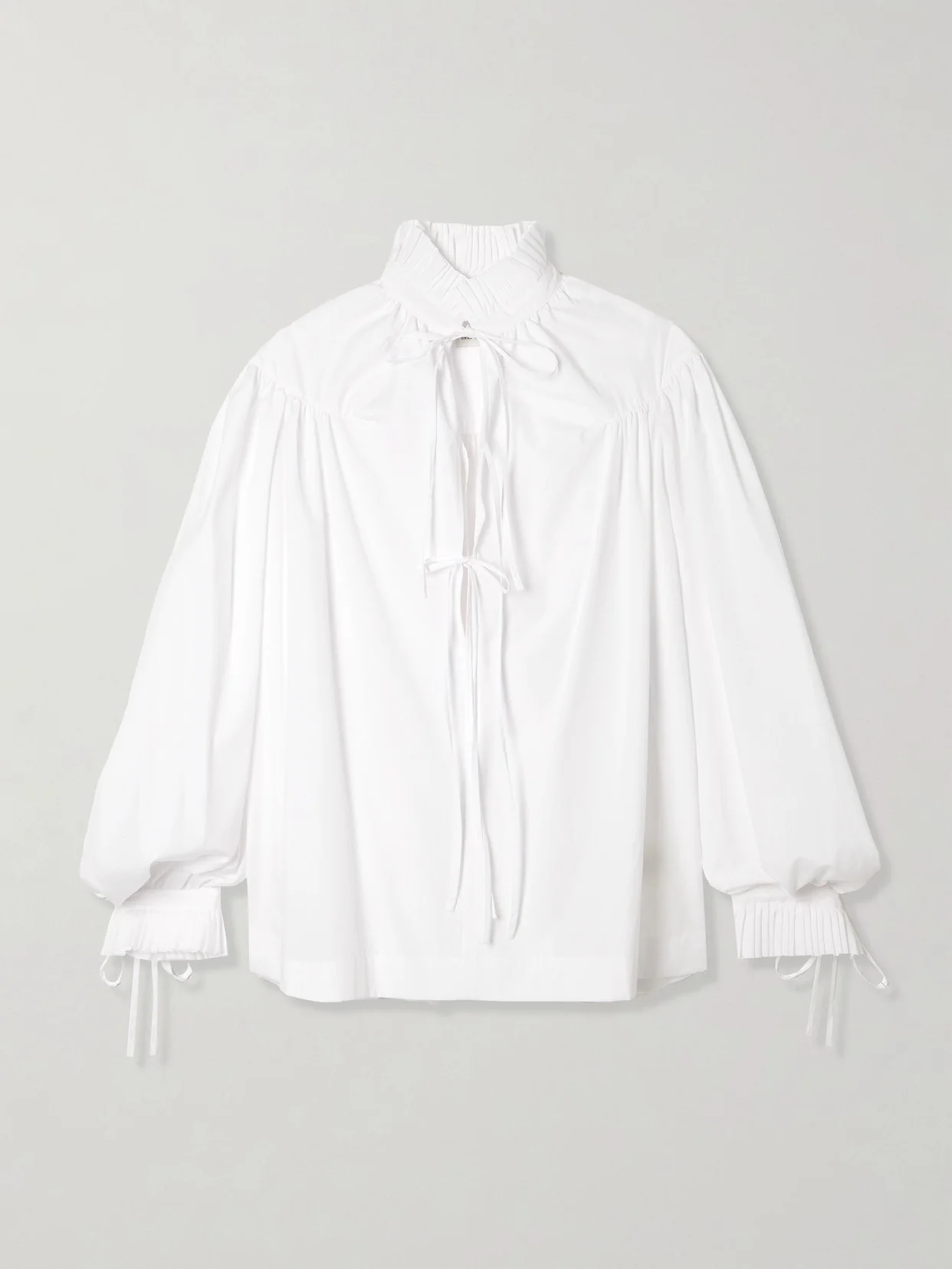 Tie-detailed Ruffled Gathered Cotton-poplin Blouse - 1