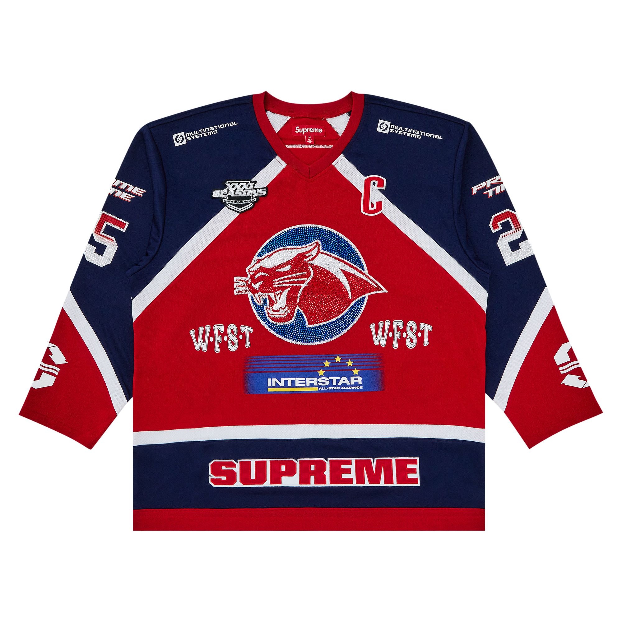 Supreme Rhinestone Hockey Jersey 'Red' - 1