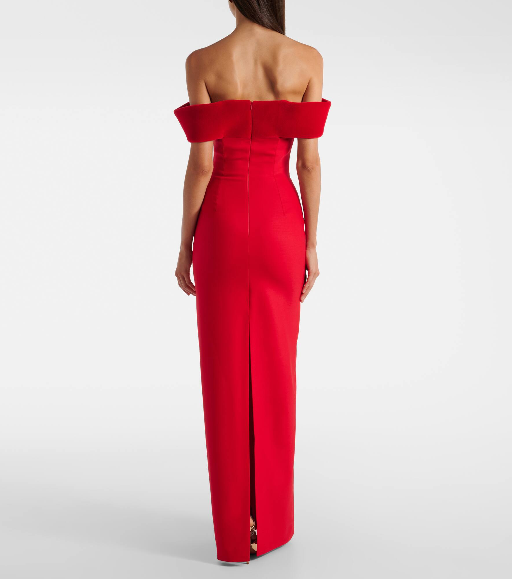 Velvet-trimmed wool-blend gown - 3
