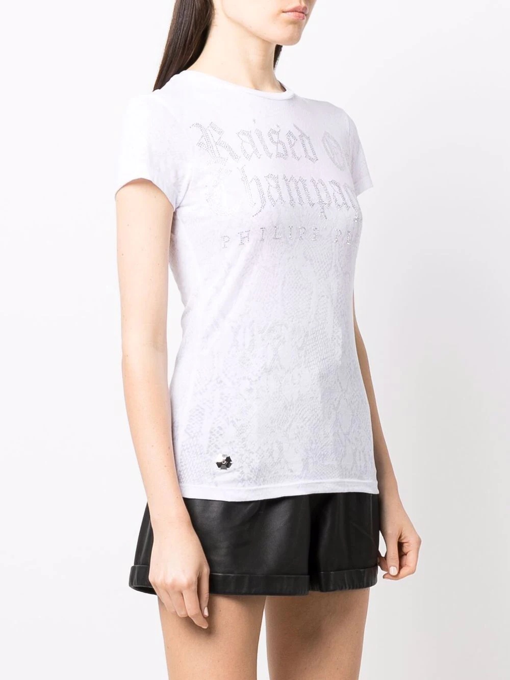 crystal-embellished snake-print T-shirt - 3