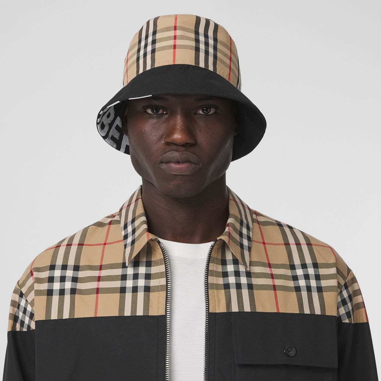 Reversible Logo Print Cotton Gabardine Bucket Hat - 7