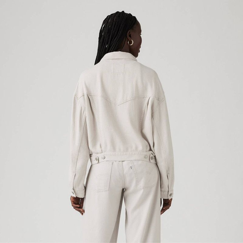 SHRUNKEN '90S LINEN BLEND LIGHTWEIGHT TRUCKER JACKET 4
