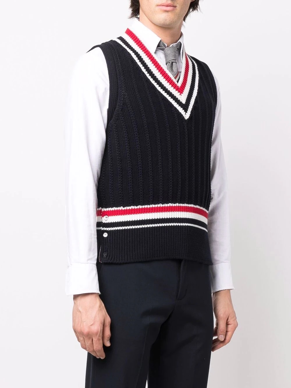 stripe-trim knitted vest - 3