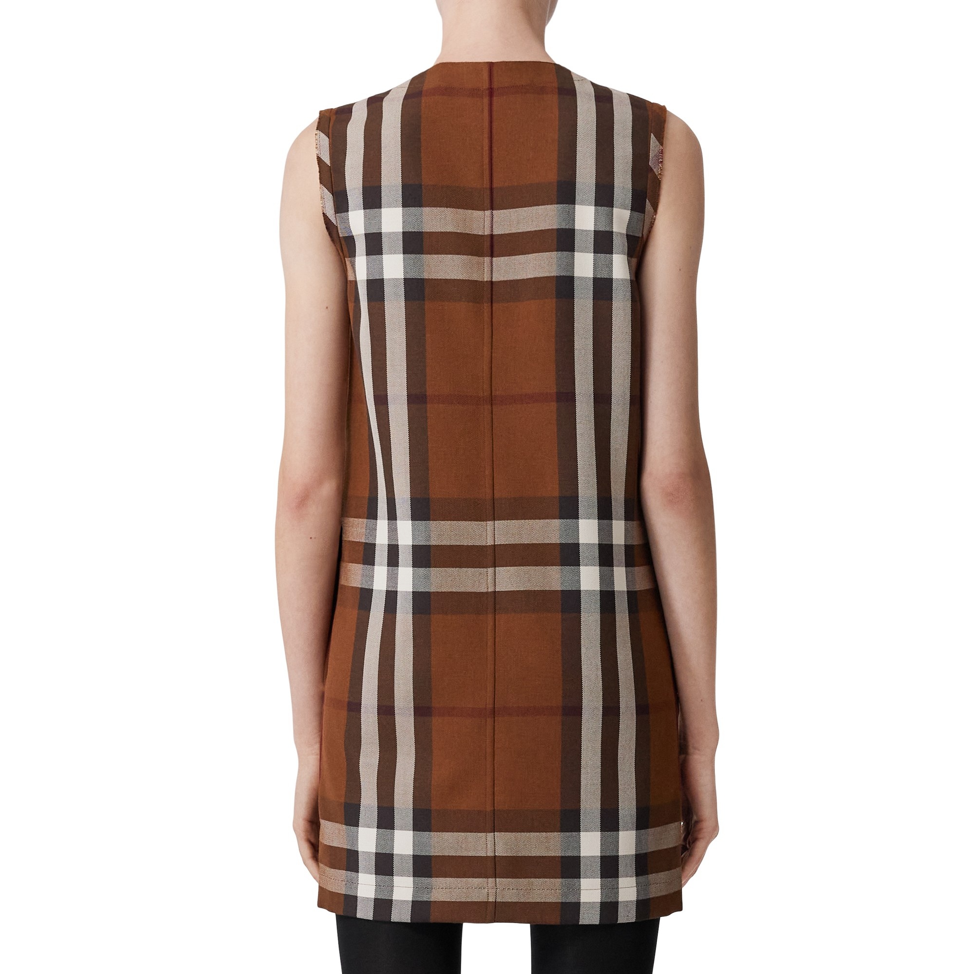 Sleeveless Check Wool Cotton Jacquard Dress - 3
