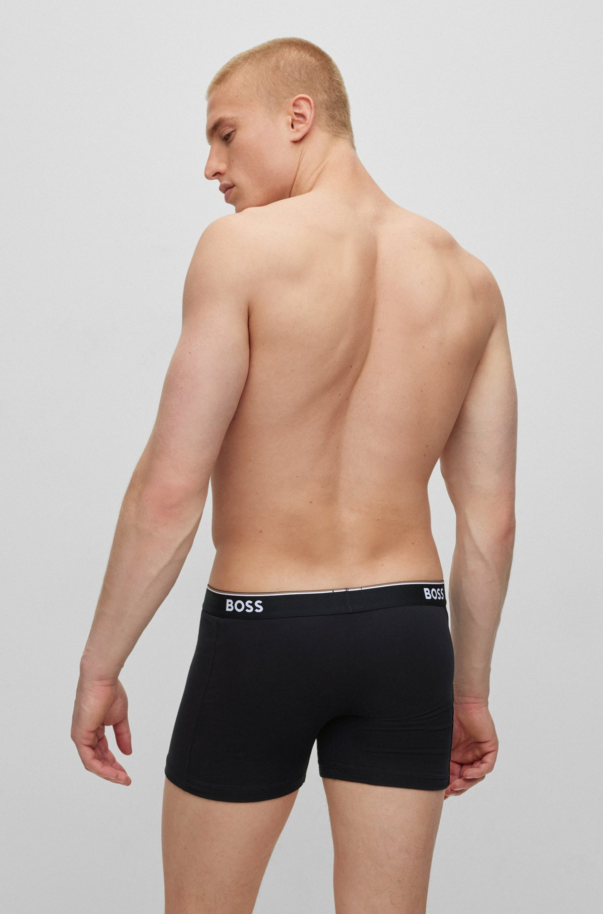 THREE-PACK OF STRETCH-COTTON BOXER BRIEFS WITH LOGOS - 3