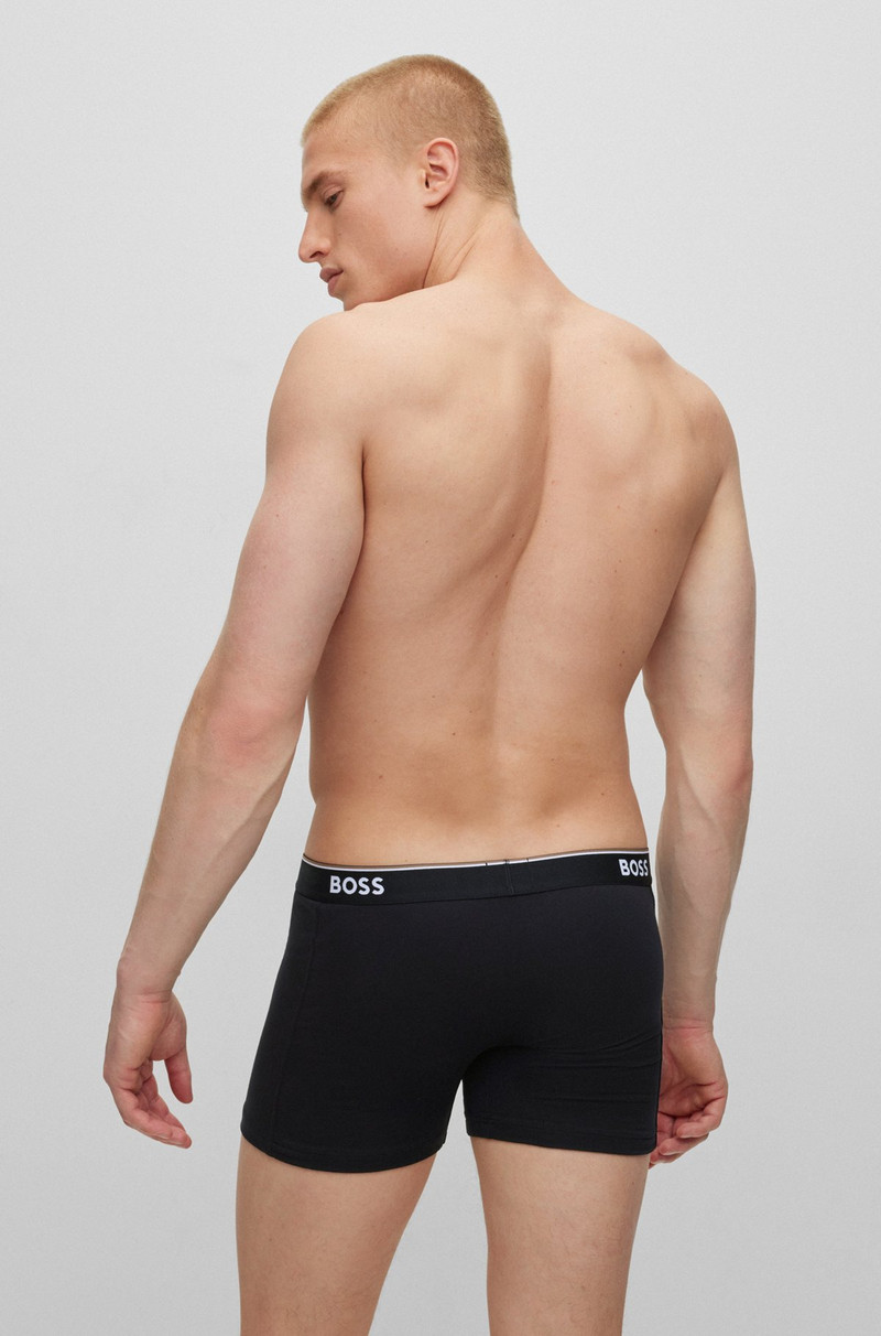 BOSS THREE-PACK OF STRETCH-COTTON BOXER BRIEFS WITH LOGOS outlook