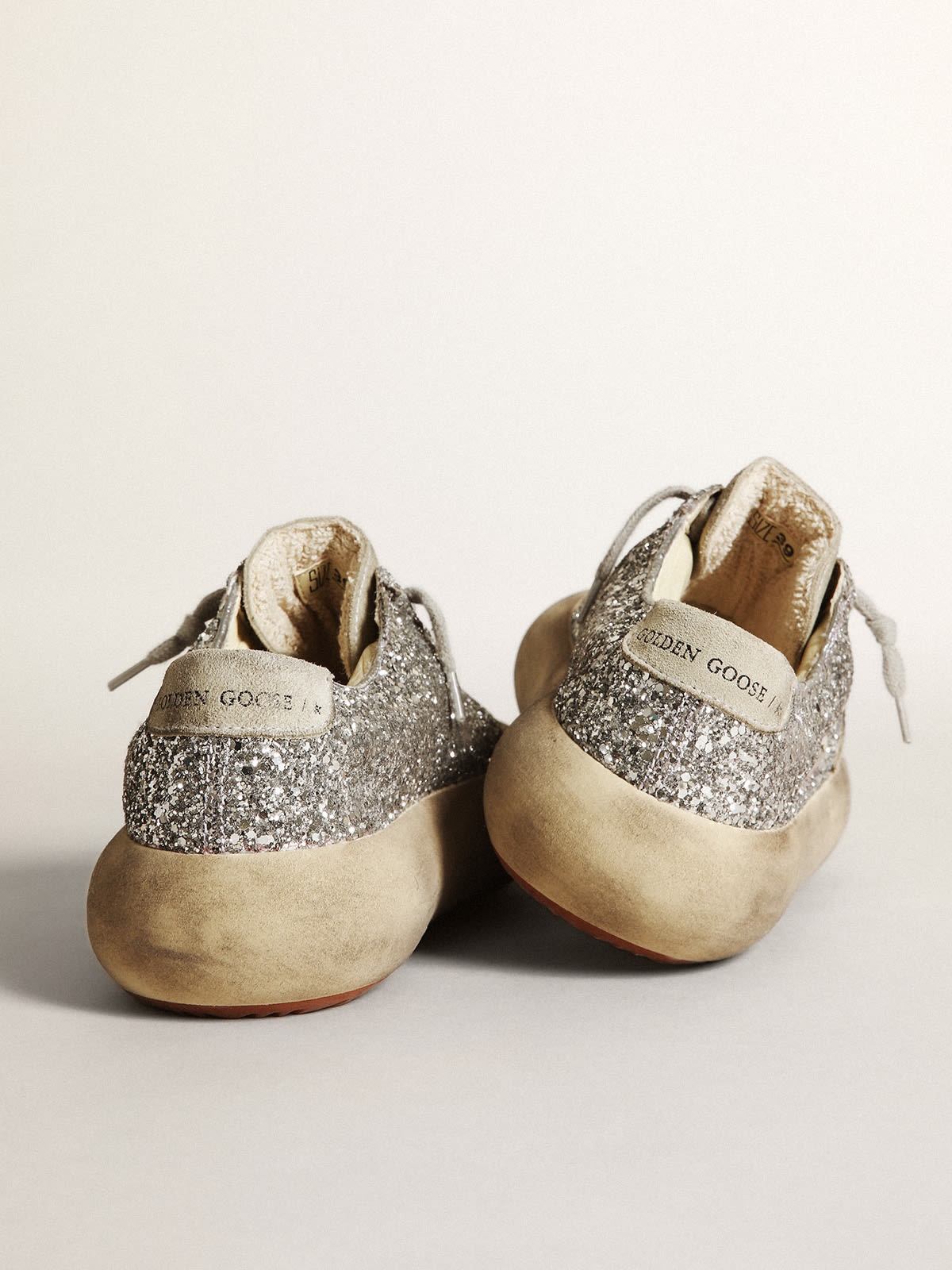 Space-Star shoes in silver glitter with ice-gray suede star and heel tab - 5