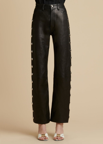 KHAITE The Danielle Pant in Black Leather with Studs outlook