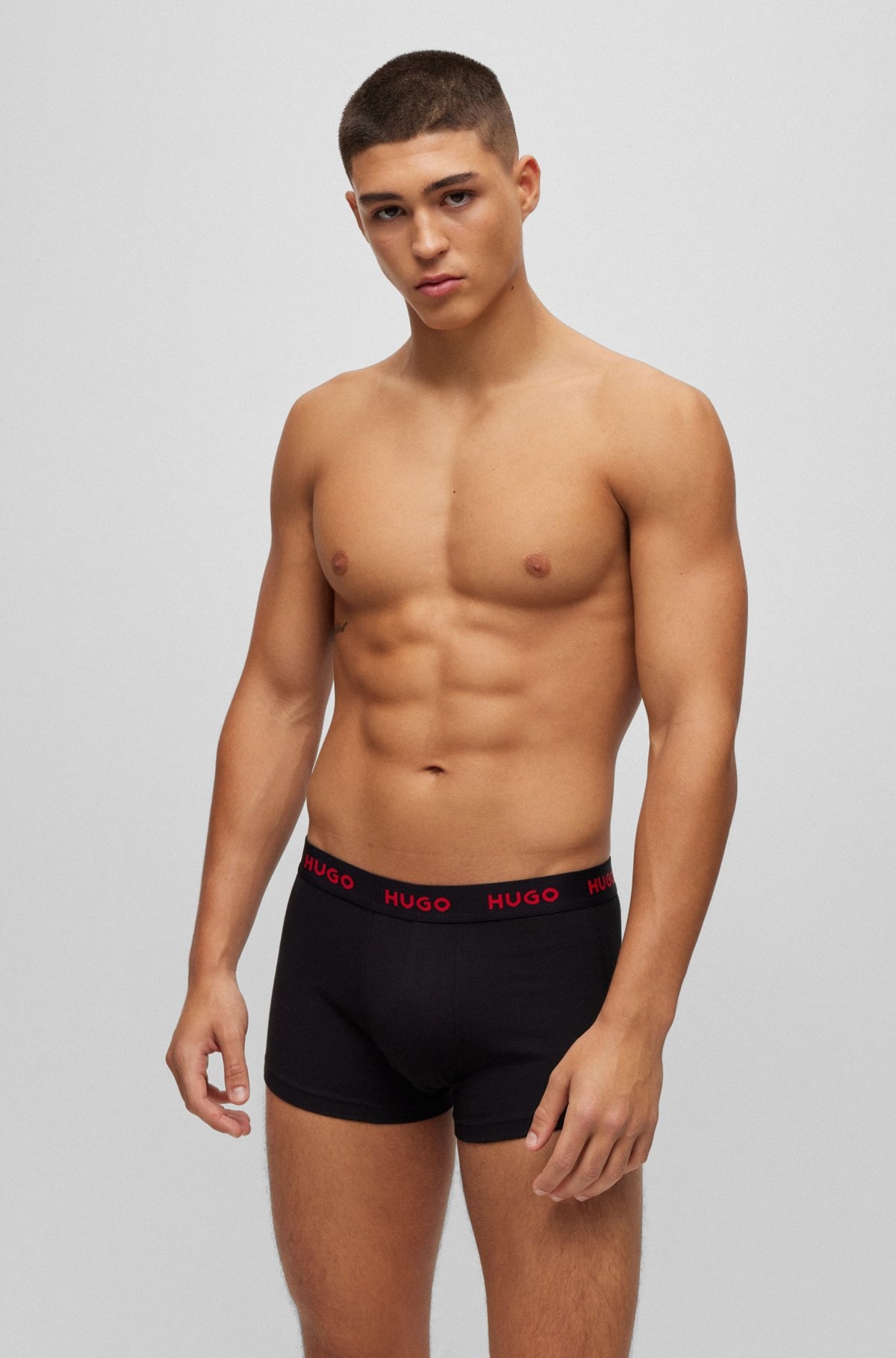 THREE-PACK OF LOGO-WAISTBAND TRUNKS IN STRETCH COTTON - 7