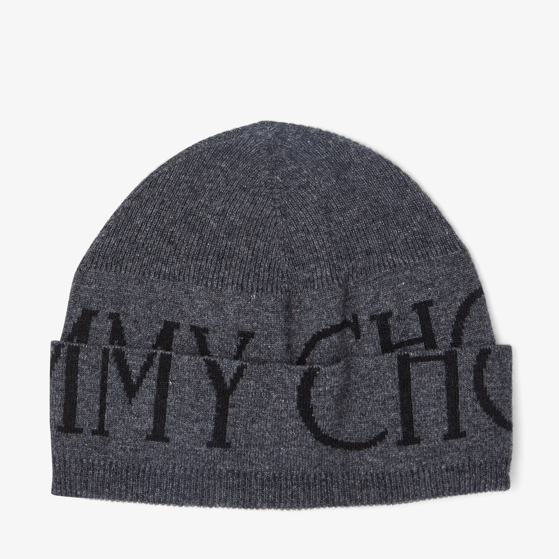 Jens
Marl Grey Wool and Cashmere Hat with Black Jimmy Choo Logo - 1
