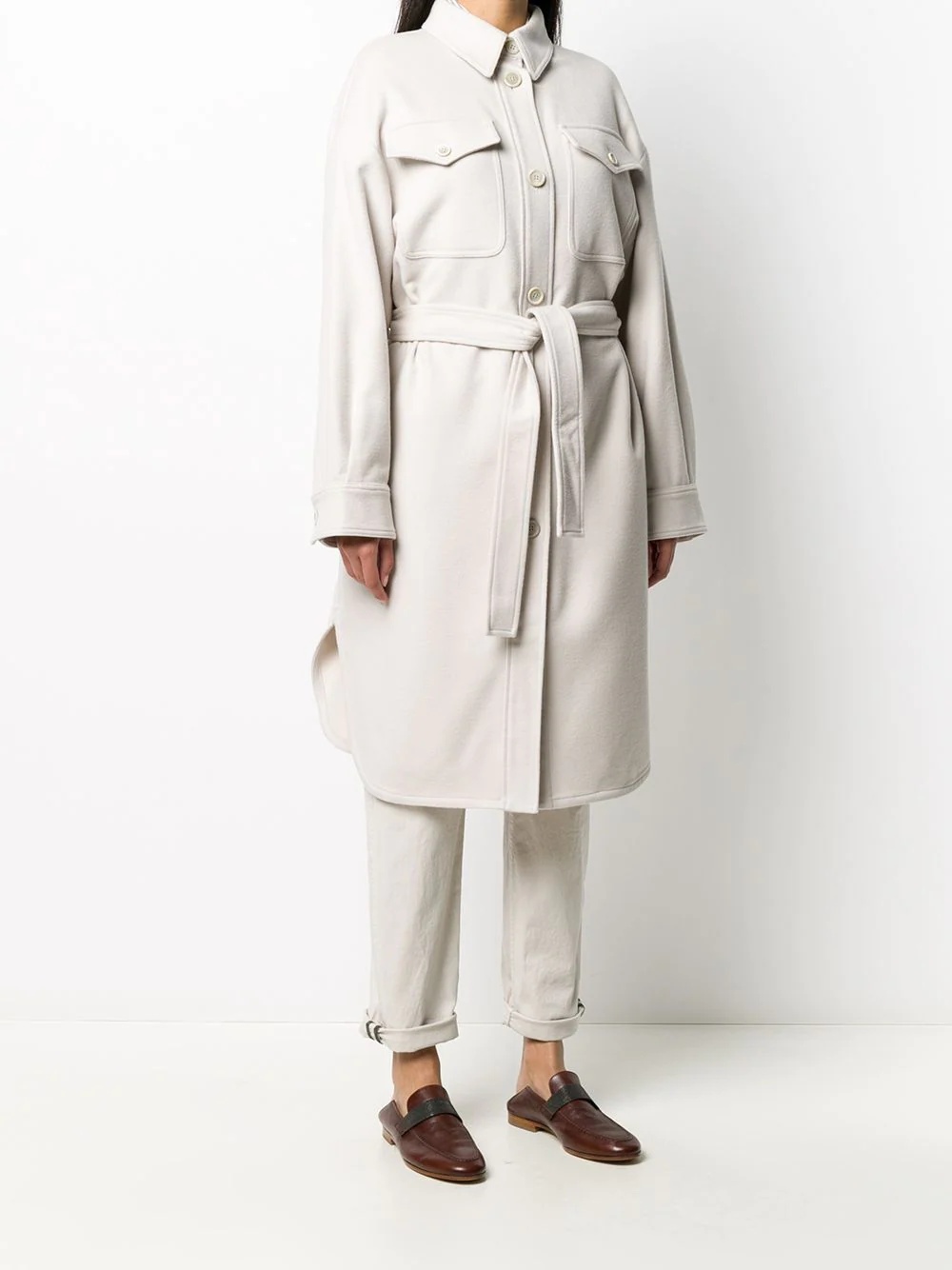 belted denim coat - 3