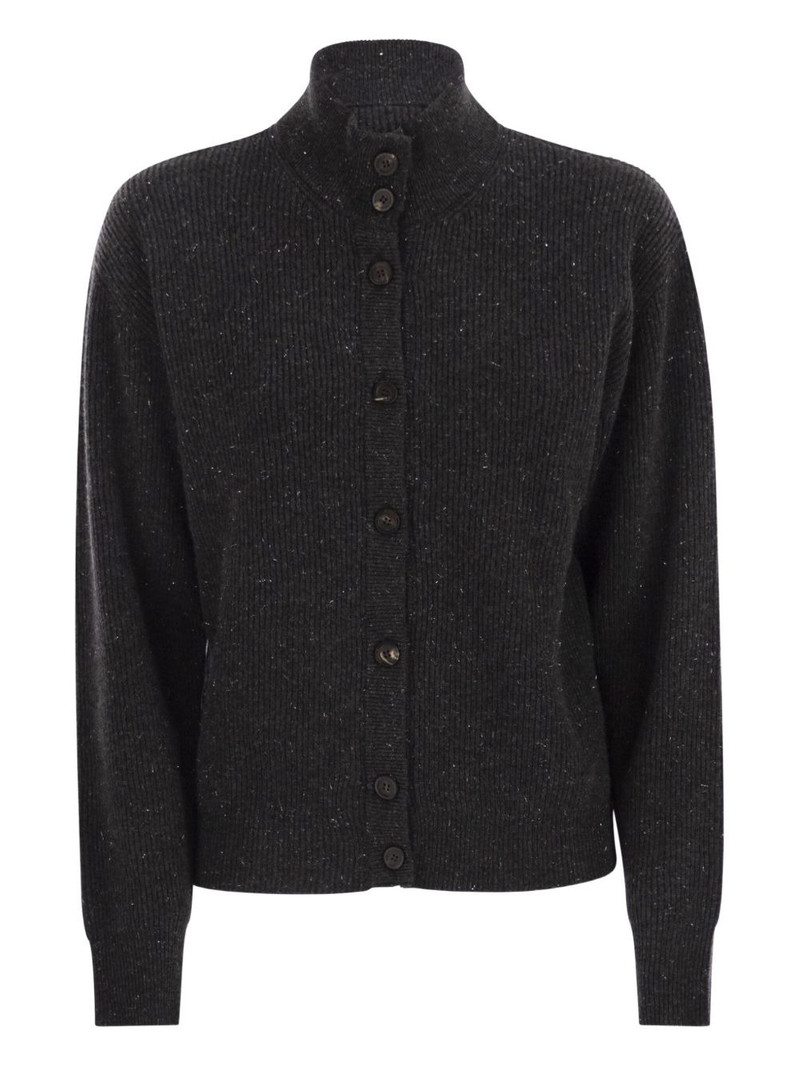 button-fastening high-neck cardigan 1