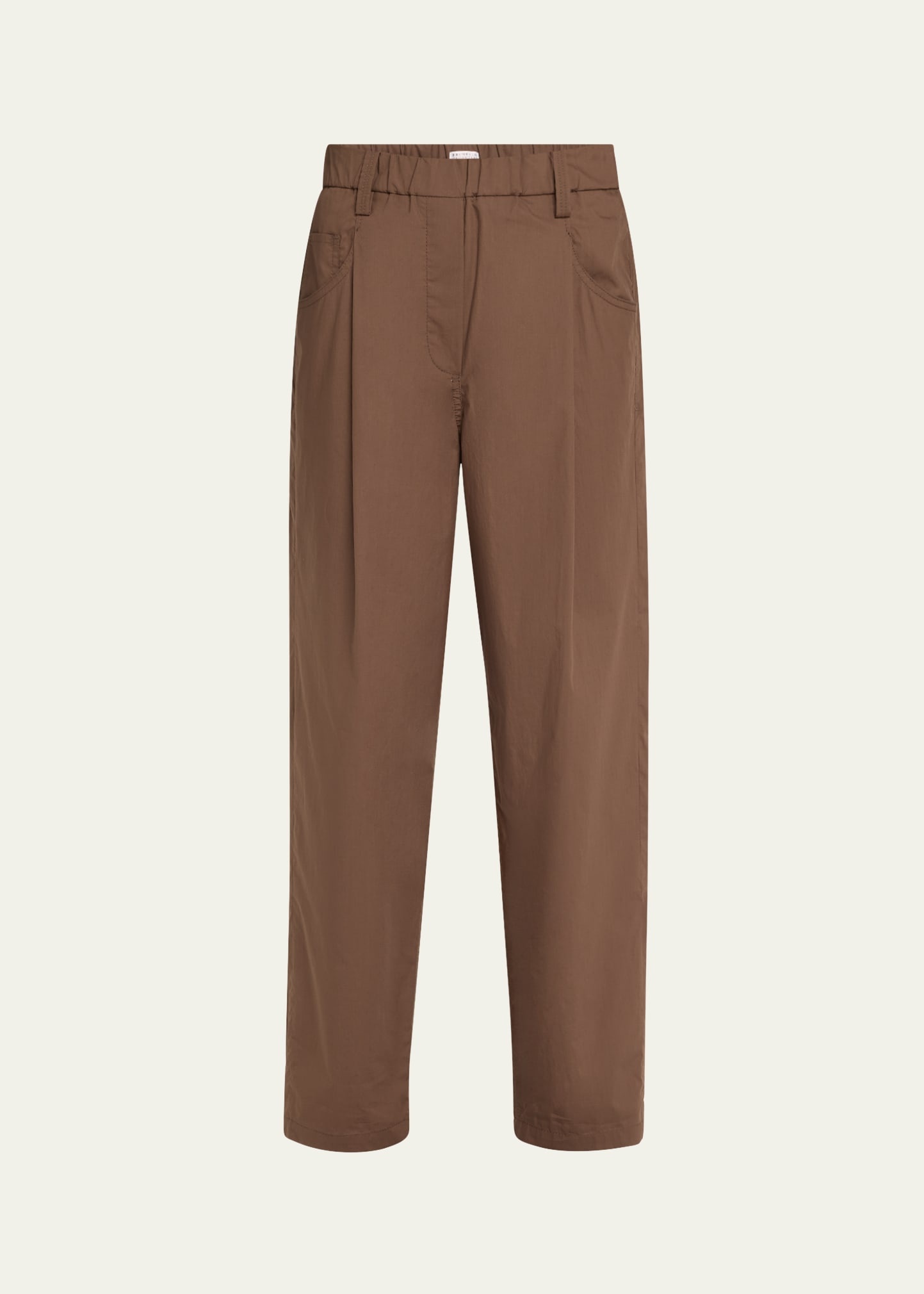 Poplin Baggy Straight-Leg Crop Pull-On Pants - 1
